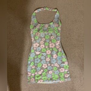 White Fox mini sequin floral dress